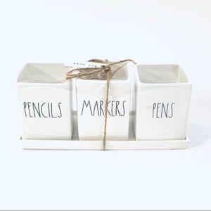 Rae Dunn organizer  PENCILS MARKERS PENS w Tray